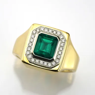 メンズ用オーダーメイドエメラルド18金指輪