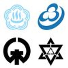 静岡県熱海市、島根県邑南町、千葉県木更津市、京都府福知山市のロゴ