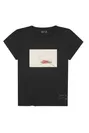 【アニエスベー】デヴィッド・リンチが大好きなアメリカ人歌手リッチー・ヴァレンスが歌う50年代の歌『Donna』をモチーフにしたTシャツ黒。FEMMEのみ2色展開 各9,200円(税抜き)