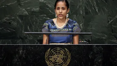 国連で世界に訴えるキャシー