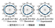 リンゴの直径での振動モード形状