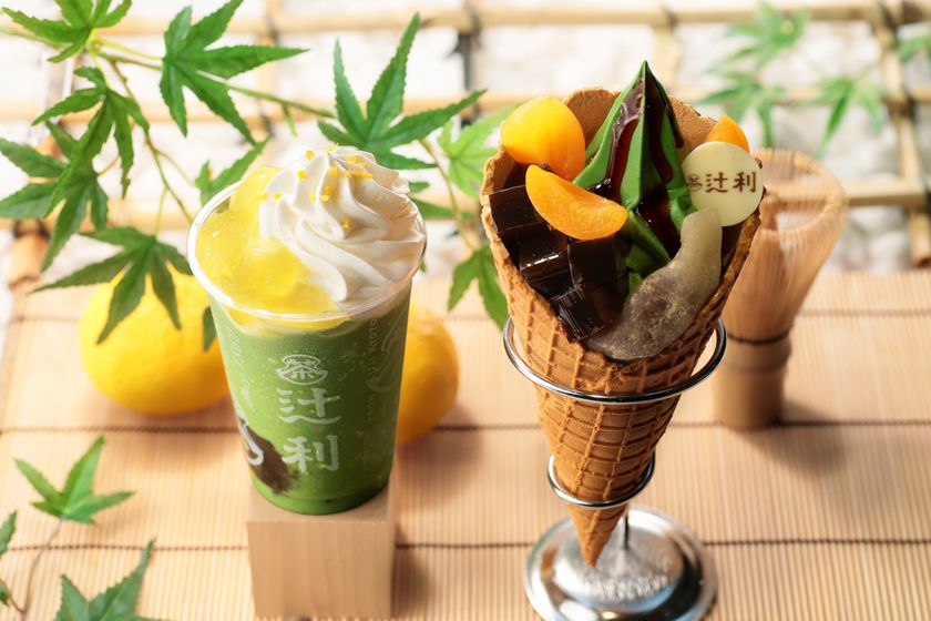 辻利 銀座店からあんみつ風パルフェ登場！
「辻利ソフト 夏のパルフェ」
「京ラテ スムージーゆずジュレ」