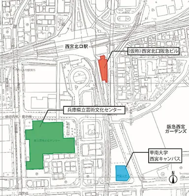 阪急西宮北口駅周辺の文教関連施設マップ