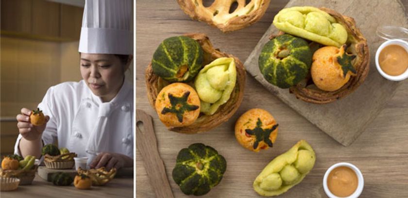 売り切れ続出！
第11回 阪急阪神第一ホテルグループ「料理コンテスト」パン部門
最優秀作品　第一ホテル東京のブーランジェが受賞！
野菜を使用したパン“ベジポンデ”