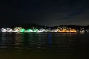 大津港を彩るびわ湖花噴水ライトアップ