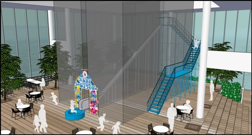 あべのハルカス３周年イベント　第５弾！！
ハルカス クールスライダー
展望台　地上３００ｍに巨大すべり台、現る！
