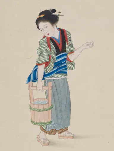 川原慶賀筆・人物画帳より「水汲みの娘」　ミュンヘン五大陸博物館蔵 (C)Museum Funf Kontinente, Munich (MFK)