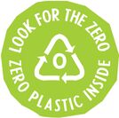 プラスチック・スープ財団より、原料にプラスチックを使用していない商品へ与えられる「ゼロ・プラスチック・インサイド」のロゴ