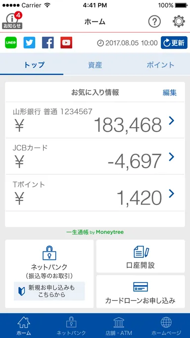 ホームトップ登録済画面