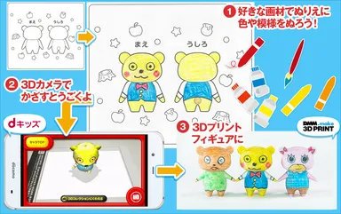 【とびだす☆おえかき】を使うと紙に描いた絵がARで動き出します