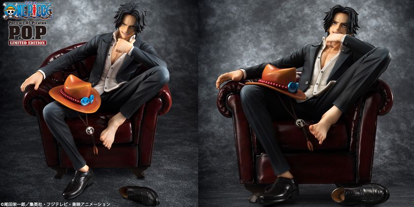 ワンピース「エース」がスーツを着崩し腰掛ける姿で立体化
　片膝を立てニヒルに笑う“やんちゃ”な姿を表現