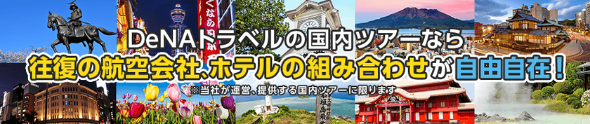 LCCを含む航空会社、ホテルの組み合わせが自由自在な国内ツアーを
お買い得価格で予約が可能に！