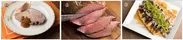 1：宮城県産和豚もち豚肩ロース肉のロースト デミグラソース　2：宮城県産仙台黒毛和牛モモ肉のロースト　3：宮城県産マコガレイ 気仙沼完熟牡蠣のオイスターソース