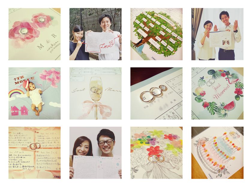 アニヴェルセルオリジナル婚姻届＆出生届・命名書 ふたりらしい届書で、記念日をもっと素敵に!