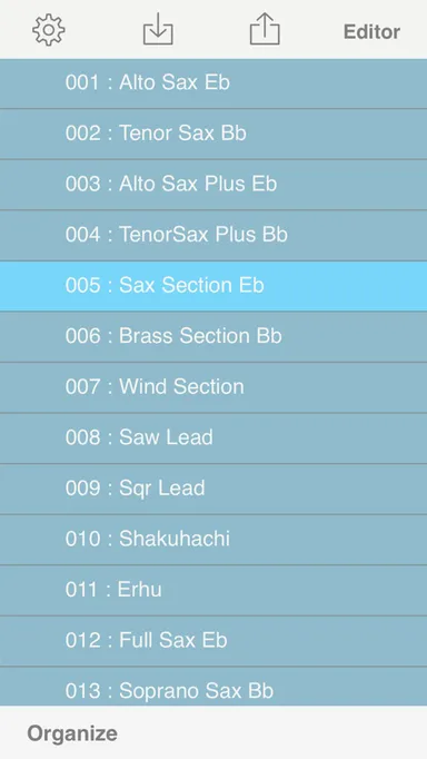 無料アプリ「Aerophone Editor」多彩な音色をリストで一覧