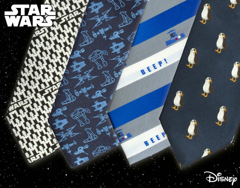 『スター・ウォーズ/最後のジェダイ』に合わせ、
スター・ウォーズ柄のネクタイ4種が12月発売!