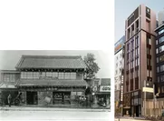 明治42年に移転した頃の本店と、 平成26年にオープンした商業ビル「新宿中村屋ビル」