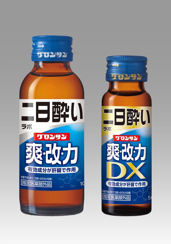 つらい二日酔いに伴うだるさや食欲の低下を改善する(※1)
指定医薬部外品ドリンク
『グロンサン爽改力』、『グロンサン爽改力DX』
東海エリア限定で新発売