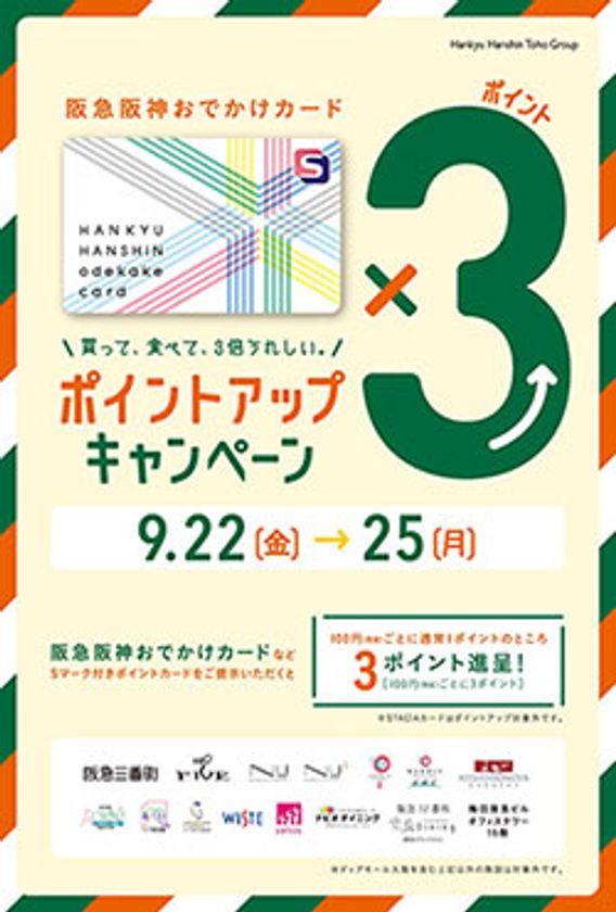 いつもより3倍おトク！エビスタ西宮
「阪急阪神おでかけカード3倍ポイントキャンペーン」を実施！