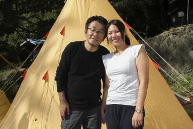 テントで過ごした荒川米市さんと妙子さんご夫妻