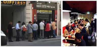 行列のできるラーメン店として知られるパリの「博多ちょうてん　オペラ店」