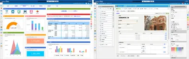 『AppSuite』を利活用中の「desknet’s NEO」ポータル画面(左)とアプリ作成画面(右)