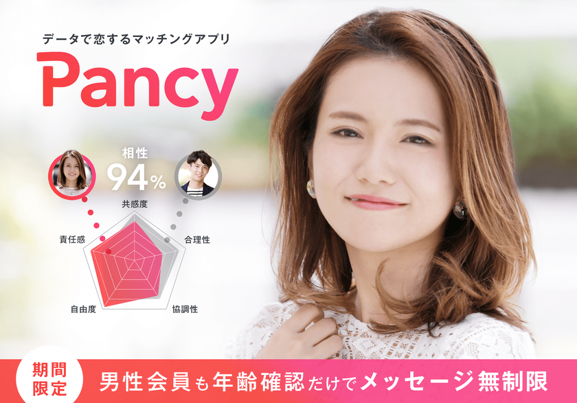 顔で選ぶのはもうおしまい！価値観診断で運命の出会いが見つかる♪
業界初の価値観マッチングアプリ『Pancy』提供開始