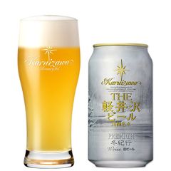 デザインラベルビール(缶)とビールグラス