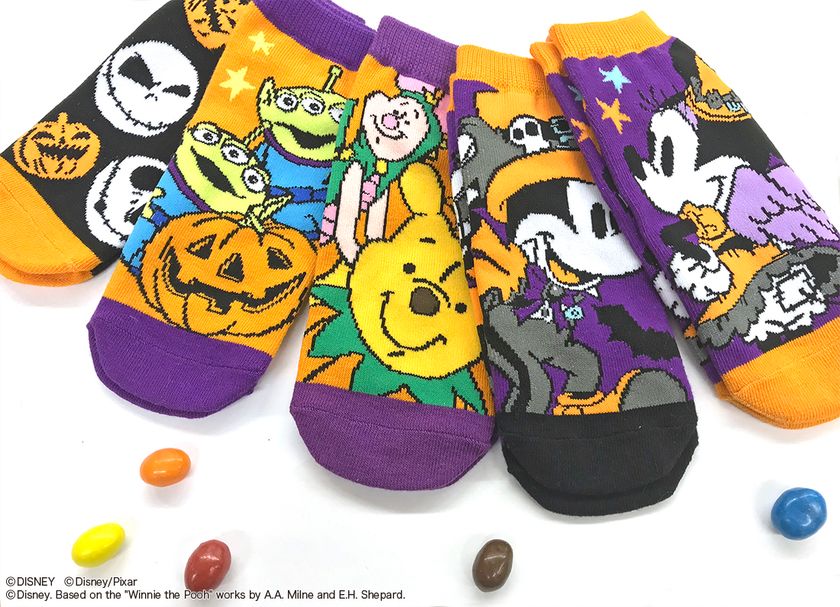 仮装したキャラクター達が大集合！
ハロウィン気分が盛り上がる限定ソックスが発売
ディズニーキャラクターやミニオンなど
