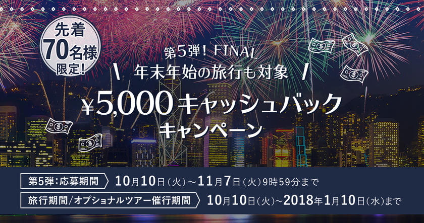 DeNAトラベル×ベルトラ タイアップ企画第5弾FINAL
キャンペーン最大の5,000円キャッシュバック！