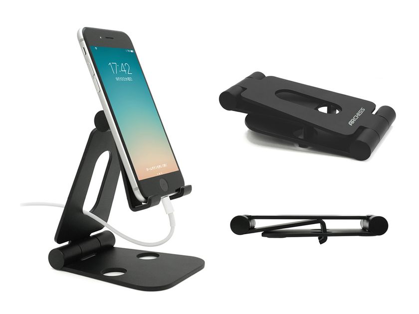 スマホやゲーム機に便利！厚さ1.8cmコンパクトに折りたためる
角度調整自由アルミスタンド他、アーキスより10月25日に販売開始