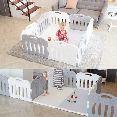 パネル式(8枚)のベビーサークル・マットset