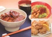 十勝豚丼(左)・釧路ザンギ(右下)・旭川ホルモンらーめん(右上)　商品イメージ