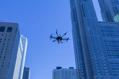 写真3：ドローンによる誘導実証実験