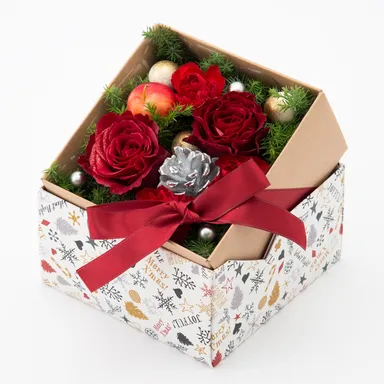 SHOGO SEKINE氏オリジナルイラストの ボックスのアレンジメント 「ジャルダン・ドュ・ラ・フルール」 税込3,456円（本体価格3,200円）