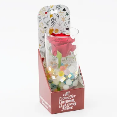 SHOGO SEKINE氏オリジナルイラストの ボックスの生花と花瓶のセット 「コンフェッティフルール」 税込1,620円（本体価格1,500円）