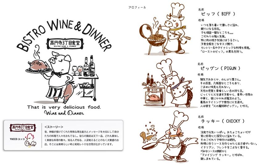 ５人のデザイナーが競演！！
マックハウスの新キャラクター
「高円寺3丁目食堂」が登場