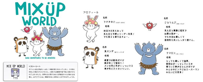 ５人のデザイナーが競演！！
マックハウスの新キャラクター
「MIX UP WORLD」が登場