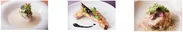 （左から）百合根のポタージュ 鱈のすぐき蕪蒸し、海老芋のマルブレと秋刀魚のコンフィ 肝のクーリとサワークリーム、塩漬け豚バラ肉のブレゼ 芋と大根の炊いたん 黒七味と柚子味噌