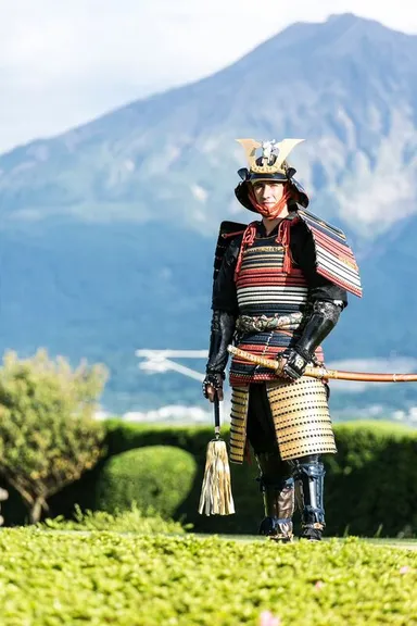 島津家の庭園だからこそできる着装です