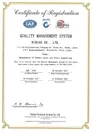ISO9001認証状（英語）
