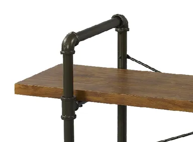 ブラックパイプ×使用感のあるウッド棚