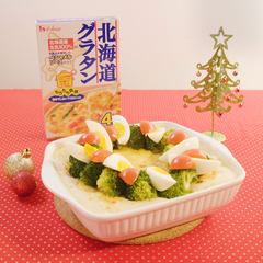 クリスマスリースのマカロニグラタン