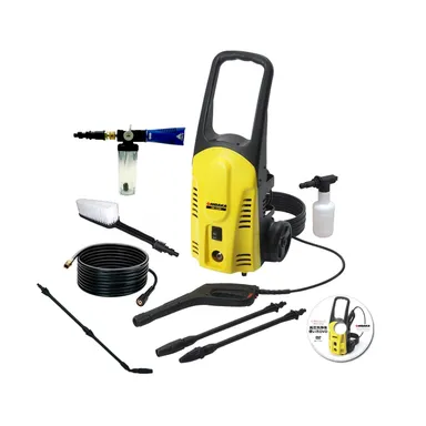 フォームランス プラス、アンダーボディスプレーランス、延長高圧ホース、ウォッシュブラシが付いた「HK-1890 本格洗車セット」