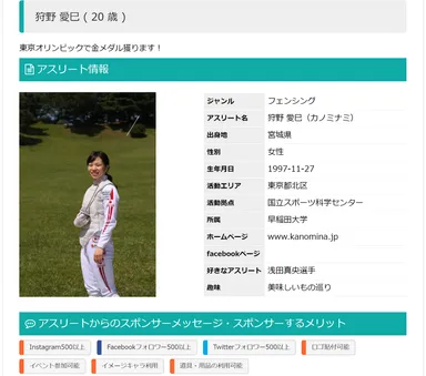 Find-FC アスリート紹介ページ