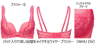 パッド入りで深い谷間をメイクするワイヤーブラジャー(WHU DV)