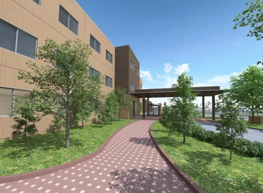 アプローチを実際に歩いている感覚