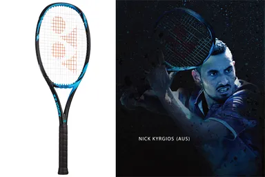 New EZONE新デザイン（左）と、使用するニック・キリオス（オーストラリア）