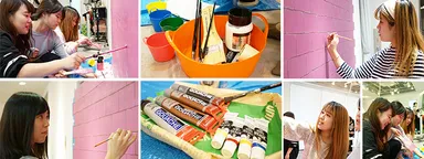 ウォールアート施工の様子