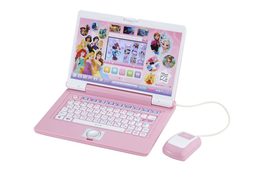 ディズニープリンセスたちの世界で楽しく学ぼう！
本格仕様の女児向け“パソコン型ラーニングトイ”が登場